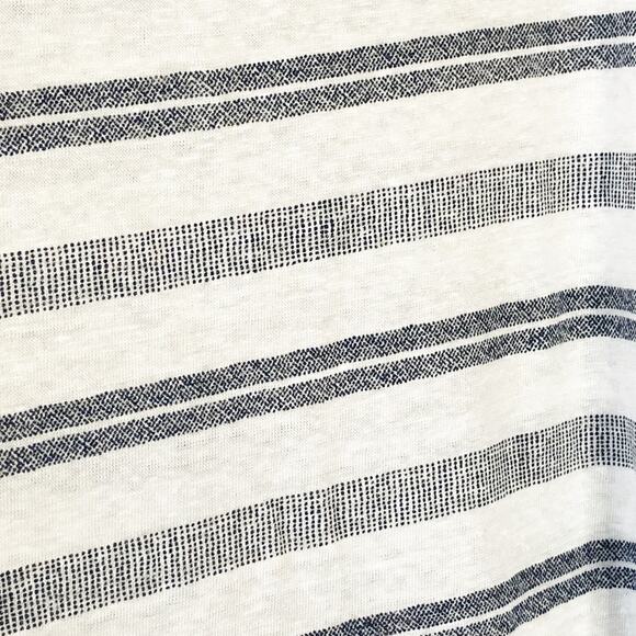 Athleta Small Linen Top Blue Stripe Long Sleeve NEW - Picture 3 of 6